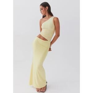 NEW! peppermayo yellow one shoulder maxi dress - size 4